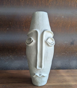 Large oval african face vase